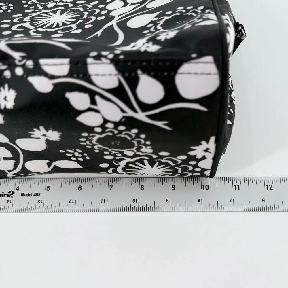 THIRTY-ONE Black White Floral Cosmetic Bag Travel Makeup Organizer
